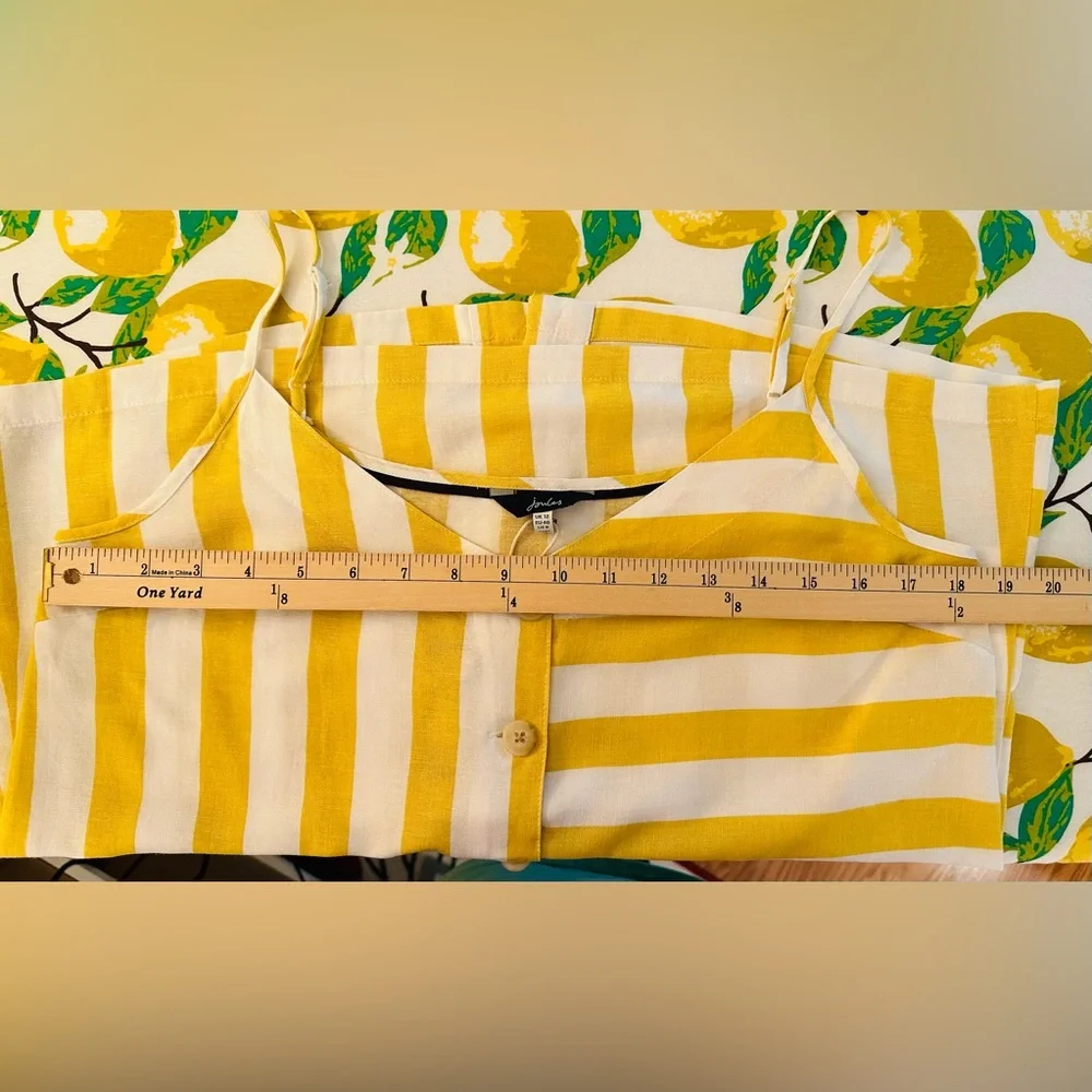 Joules Linen Blend Camisole Blouse - Yellow & White - Picture 3 of 8